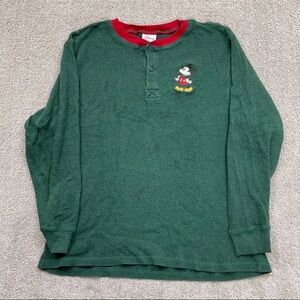 Disney Green Long Sleeve Tee with Red Accents